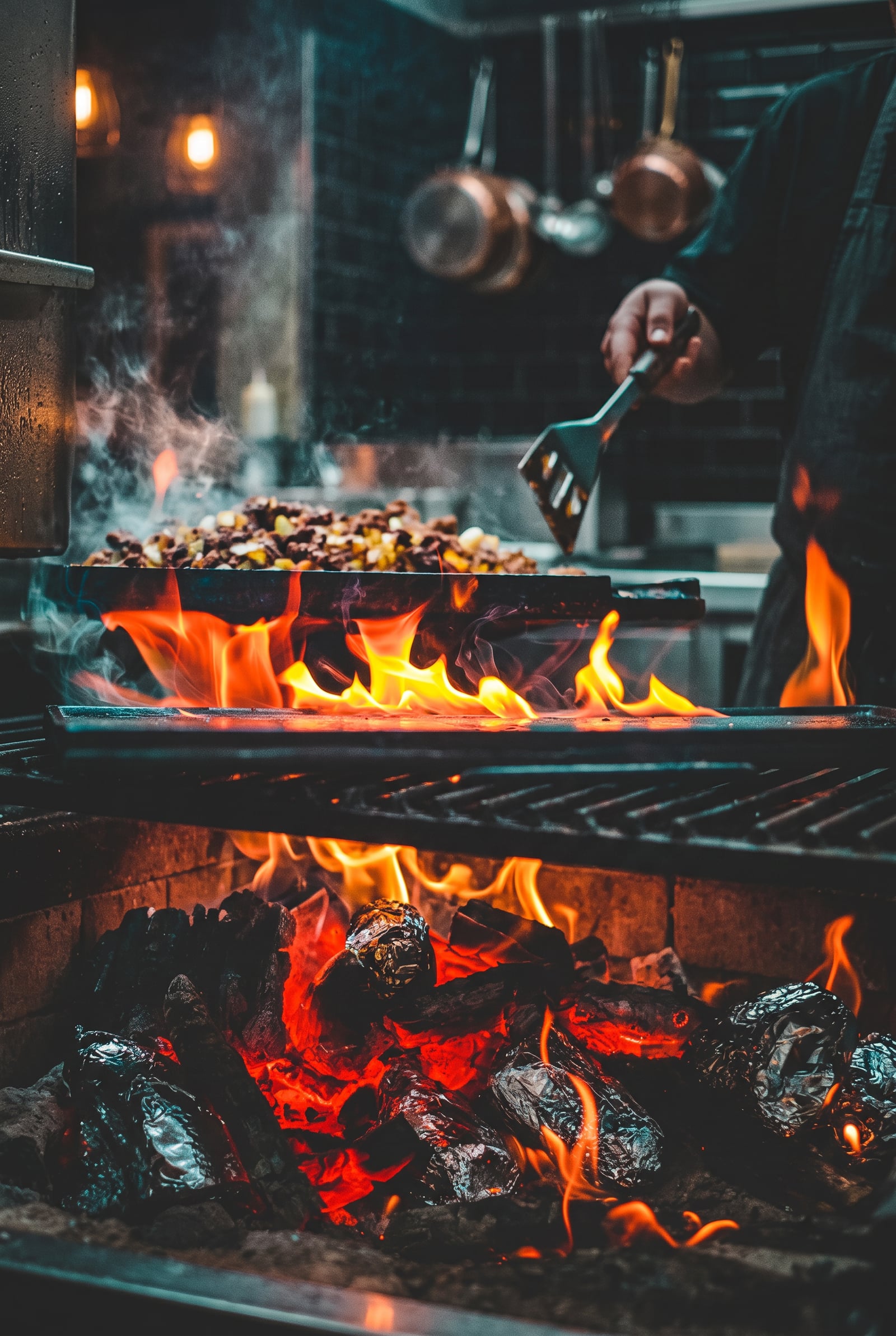 Open-flame cooking at Live Fire & Vine